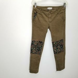 Free People Jeans Patchwork Floral Distressed Crop
